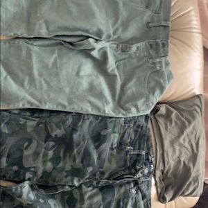 Bundle of army green jeans and tube top
